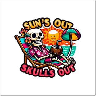 Summer Skeleton Vacation Beach Posters and Art